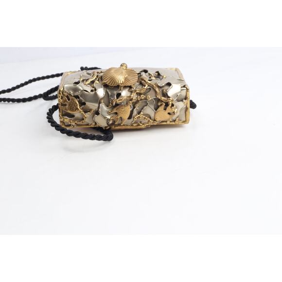 Vtg Handmade Artisan Mixed Metal Sea Life Themed Minaudiere' Evening Bag 1980's - Picture 12 of 16